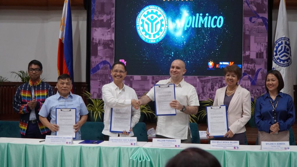 Pilmico and TESDA officials at the signing of the TESDA-PILMICO Partnership on Upskilling of Bread and Pastry Production Trainers, Trainees, and Graduates.